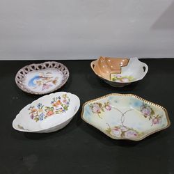 Vintage Set Of 4 Decorative Fine Bone China - Made In Prussia,  England,  Japan, Italy 
