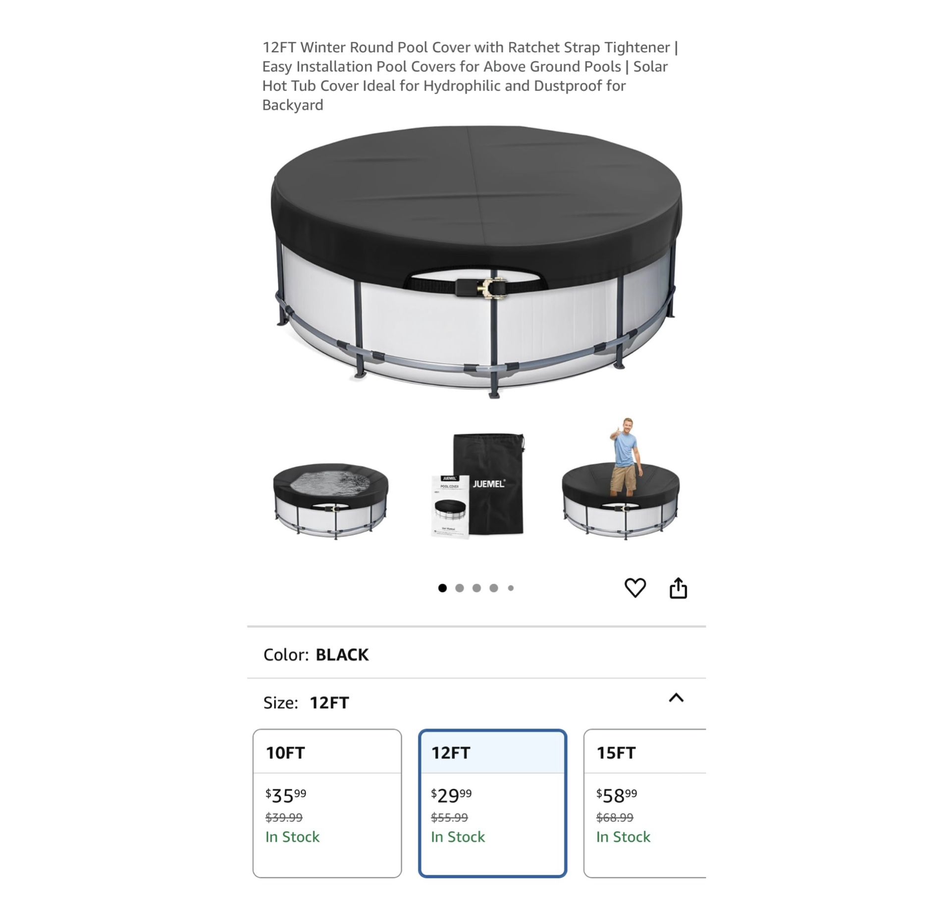 Brand new 12FT Winter Round Pool Cover with Ratchet Strap Tightener | Easy Installation Pool Covers for Above Ground Pools | Solar Hot Tub Cover Ideal