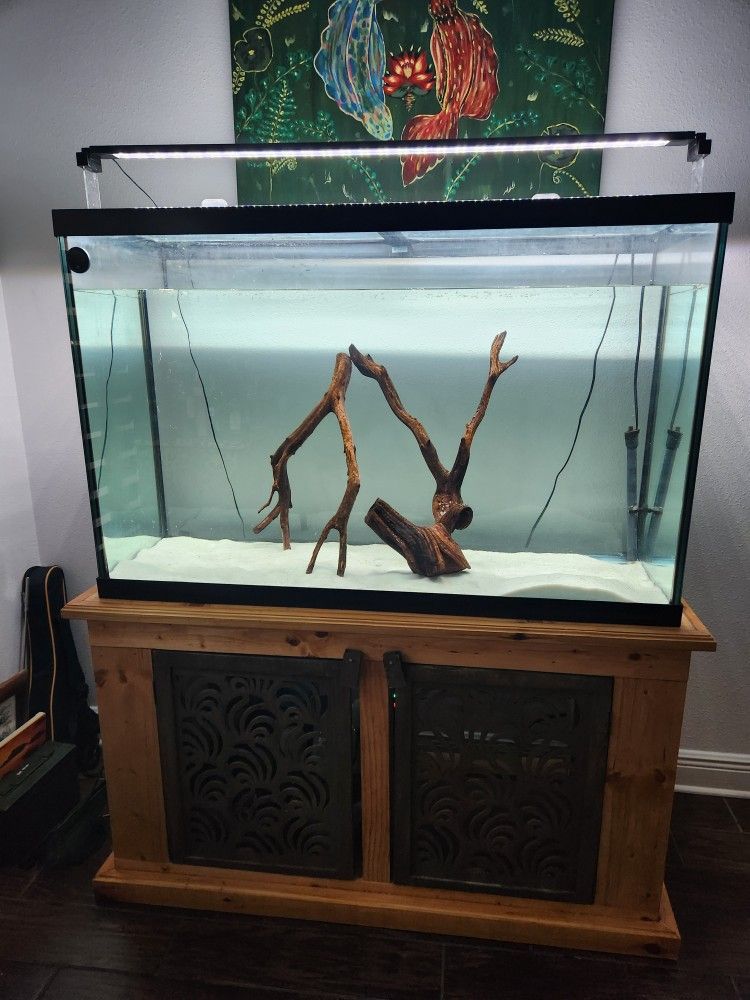 110 Gal Aquarium w/solid Wood Stand, Aquasky Bluetooth Lighting & Supplies