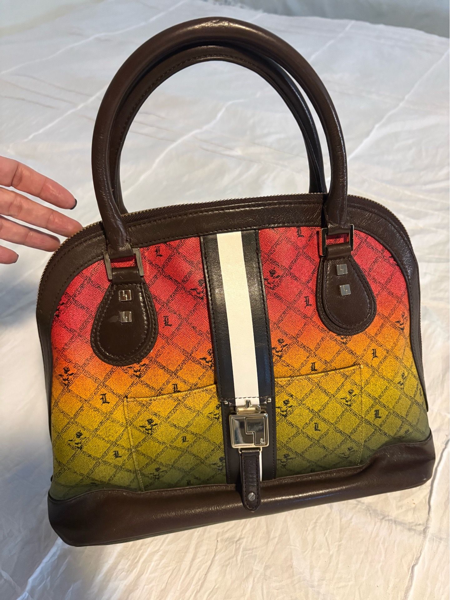 L.A.M.B. Gwen Stefani Rasta Montego bowler bag purse
