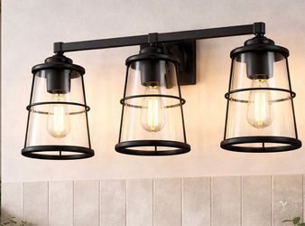 3-Light Industrial Vanity Wall Light Fixture