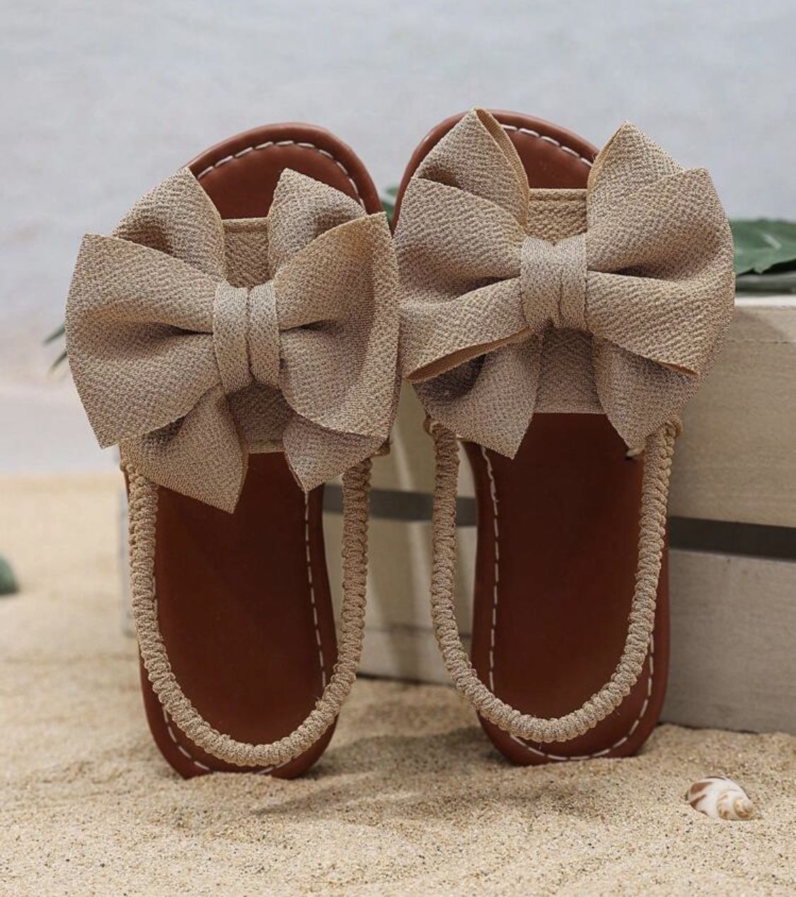 Beige Bow Sandals