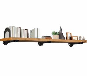 TEN149 Industrial Pipe 60” Wall Shelf Color Walnut