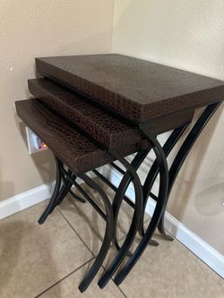 Set of 3 Faux Crocodile Nesting Tables