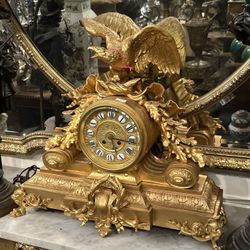 Antique French Gold Plated BRONZE CLOCK 