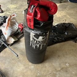 Tap Out Punching Bag W/ Gloves Included 