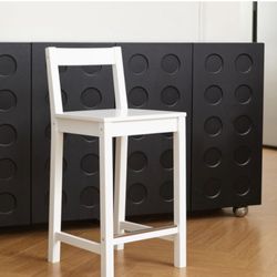 Counter Height Bar Stool with Backrest – 24” Kitchen Island Chair - White - New In Box