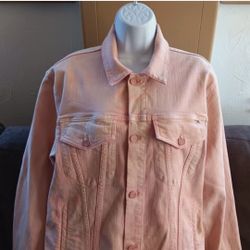 MOTHER Superior The Cut Womens Drifter Denim Jacket in Dunked in Trouble Pink