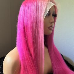 Pink Wig - 100% Human Hair 