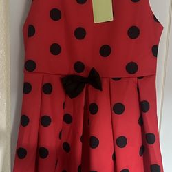 Brand New Girls Red Dress With Black Polka Dot