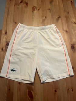 Lacoste Athletic Shorts Beige with Orange Trim—2 in stock