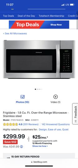 Frigidaire - 1.8 Cu. ft. Over-the-range Microwave - Stainless Steel