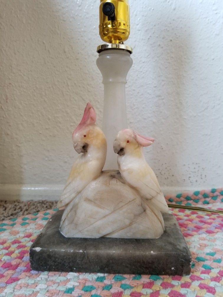 Vintage Alabaster/Marble Cockatiel Lamp