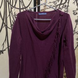 Signature Weekend Woman’s Maroon Fringed Wrap/Cardigan/Sweater 