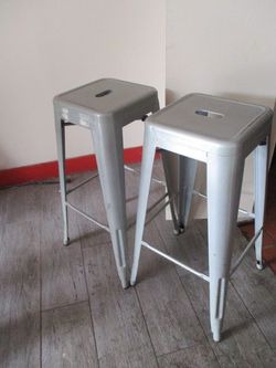 (2) Industrial Style Metal Backless Bar Stools