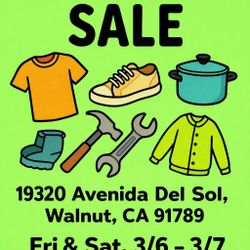Walnut Yard Sale On Friday & Saturday, March 6 – March 7 ⏰ 7:00 AM – 2:00 PM