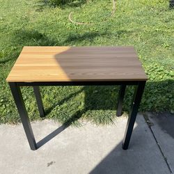 minimalist, industrial-style desk