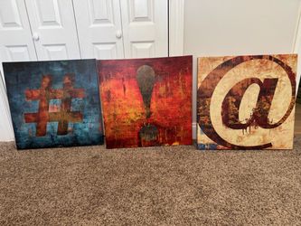 Set of 3 Abstract Symbol Canvas Wall Art
