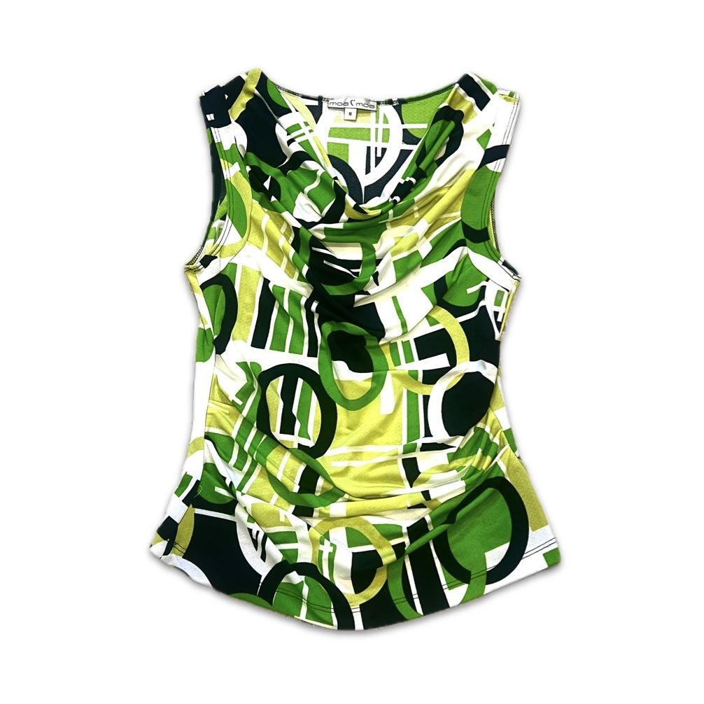Vtg Y2K Moa Moa Abstract Cowl Neck Top