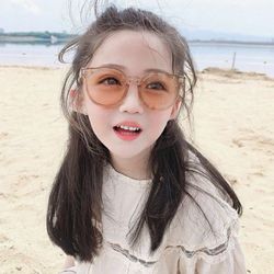 1pc New Cute Baby Sunglasses Retro Literary Metal Small V Polarized Sun Glasses, Uv Protection