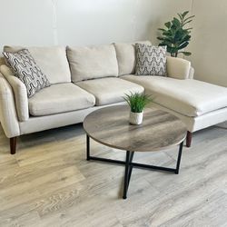 Free Delivery- Ivory MCM Style Sectional Couch