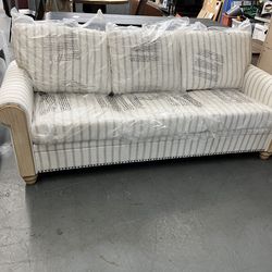 Terren 81” W farmhouse linen fabric with rolled arm sofa
