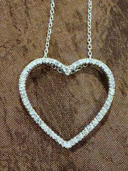 14K Natural Diamond Accents Open Heart Pendant