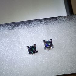 Rainbow Blue 1 Ct Moissanite Earrings! 