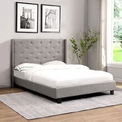 Brand New Queen Size Tufted Platform Bed With 10” Plush Mattress (Free Delivery)