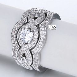New 18k White Gold Wedding Ring Set 