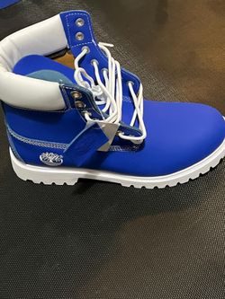 New Timberland Premium 6-Inch Waterproof Boots Blue/White Men’s Size 9