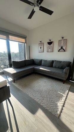 Upholstered L-Shaped Sectional - Grey