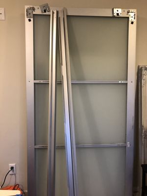 Used Ikea Pax Closet Cabinet Sliding Doors Metal Glass For Sale In