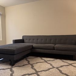 Room & Board Modern Navy-Ink Sectional Sofa w Chaise
