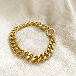 Chain Sterling Silver 925 Bracelet. Gold.