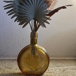 Vintage Yellow Glass Coin Vase