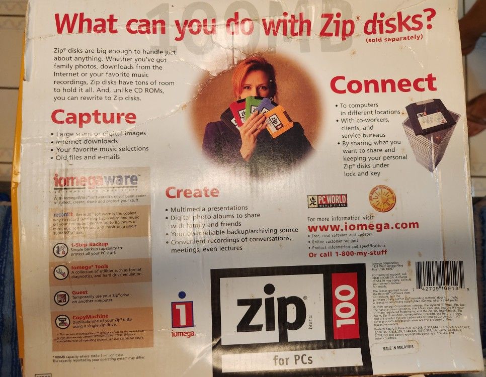 Iomega Zip 100 Parallel Port External Drive 100MB Portable Model 10011