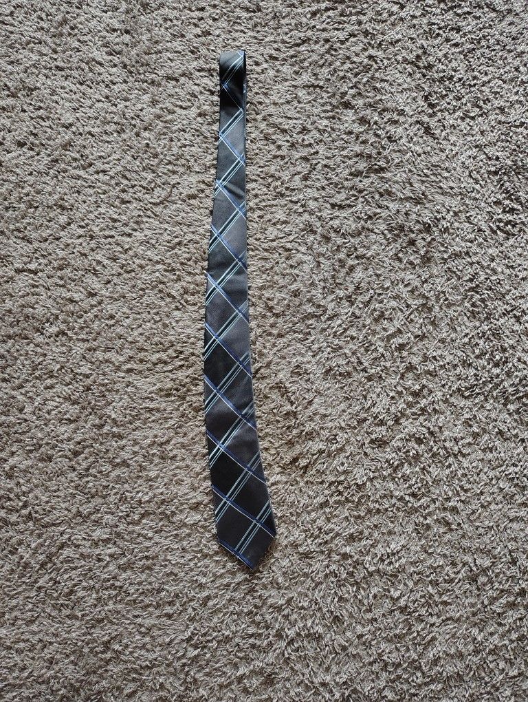 Silver With Blue Stripes Claiborne Neck Tie