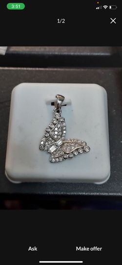 Sterling silver moissanite butterfly pendant