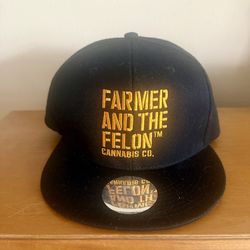 Rare Black and Gold FARMER & THE FELON Embroidered Snap-back Cap