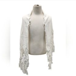 White Shawl Cape Crochet Tassel