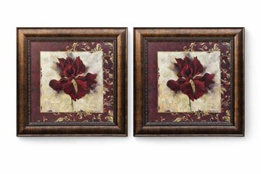 Set of Red Floral Wall Art – Framed