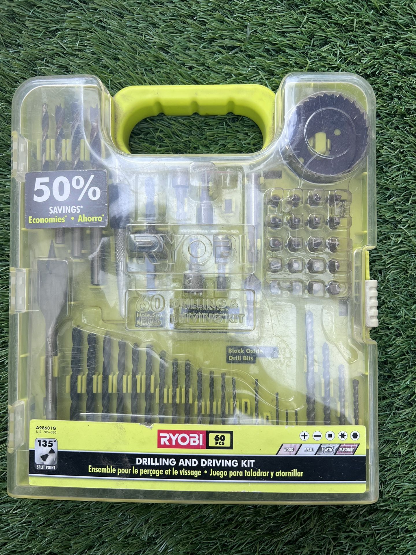 Ryobi A98601 60 Piece Black Oxide Drilling Driving Bit Wood Metal Plastic