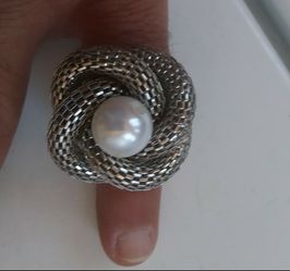 Big pearl flower stretch band ring