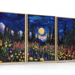 Moonlight Bloom Foil Painting. 