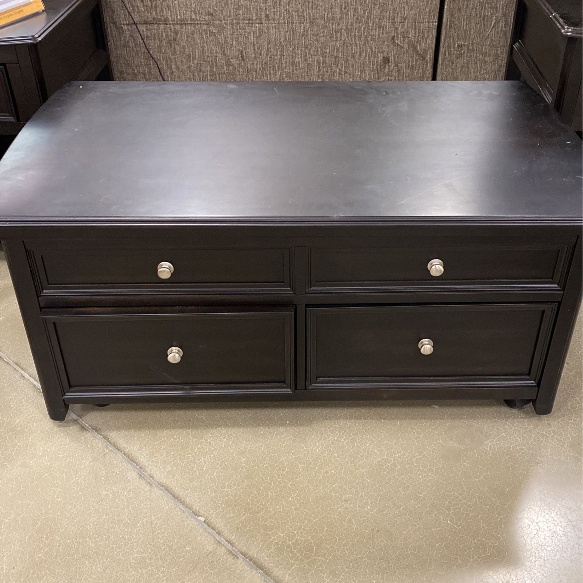 Expresso Finish Cocktail Table With Storage Drawers