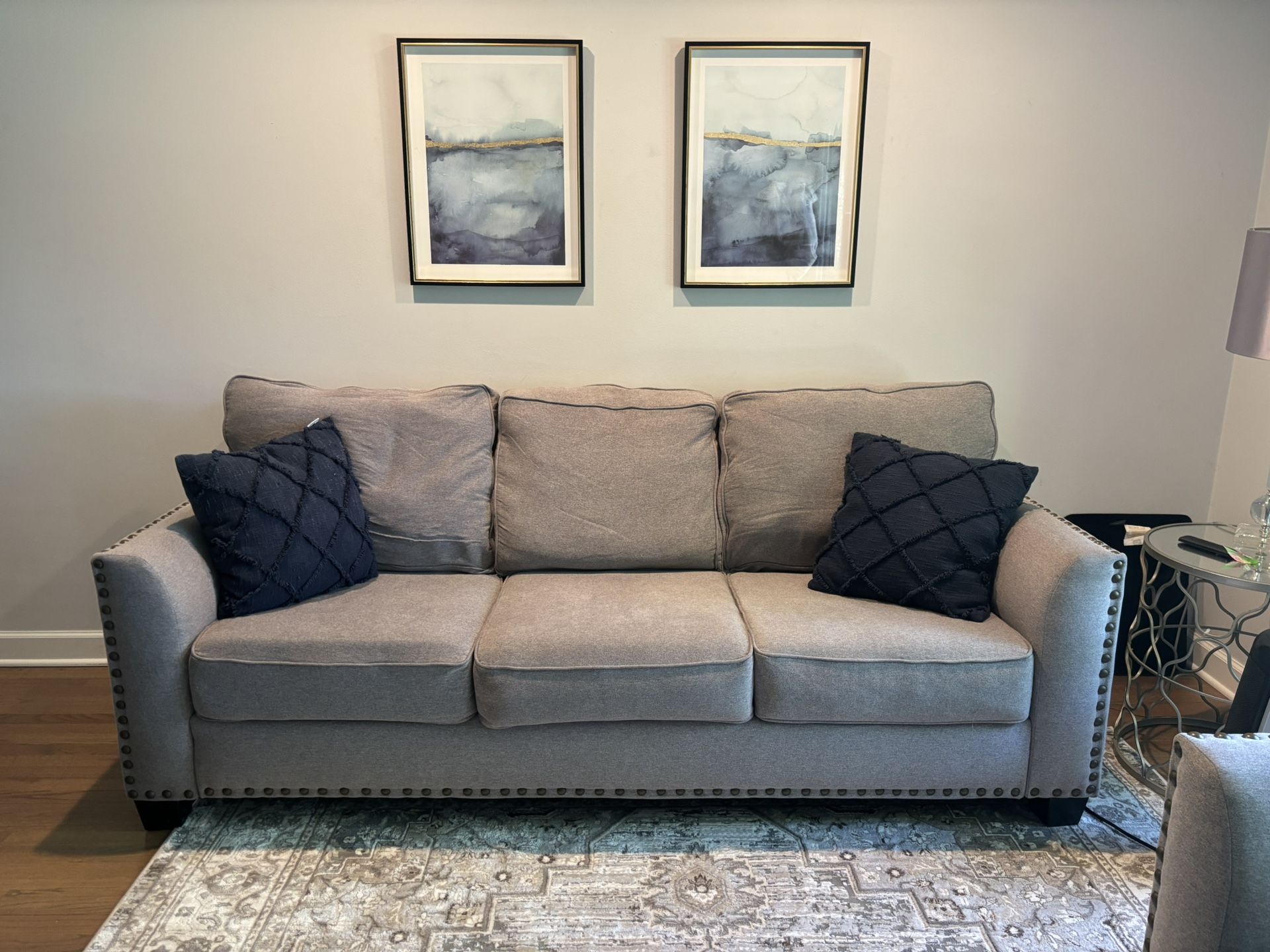 Grey sofa And love Seat