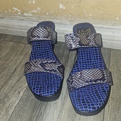 New Womens blue snake print sandals shoes size 9 zapatos de mujer nuevos tamanio 9