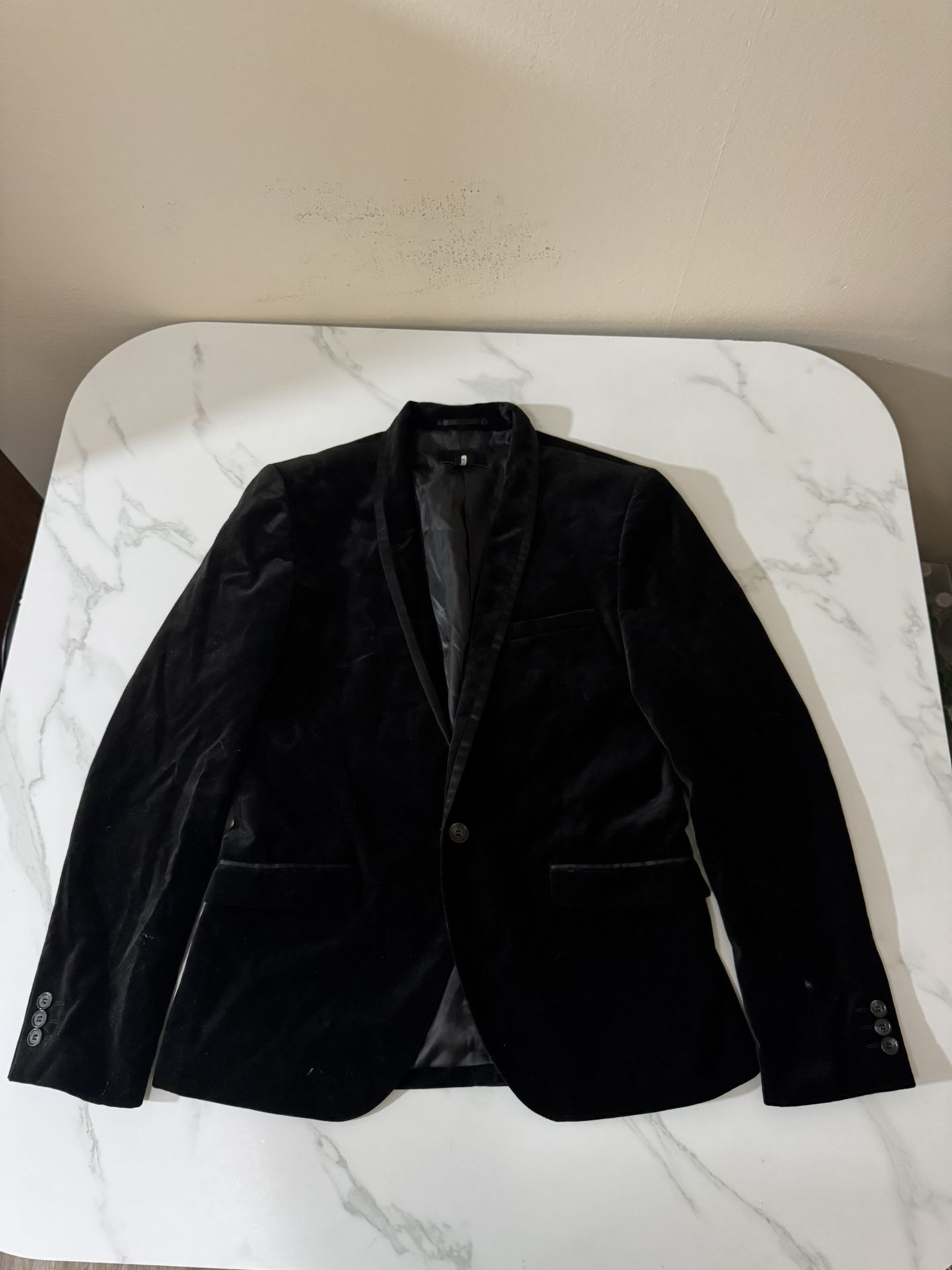 H&M Black Suede Tuxedo Jacket Men’s 40R
