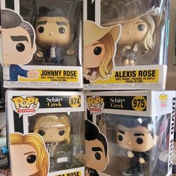 Schitt's Creek Rose family Funko Pops + knockoff T Swift